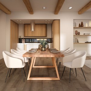 Fauteuil en tissu blanc chiné et pieds en métal noir - socky