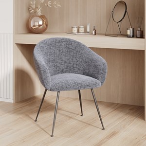 Fauteuil en tissu gris chiné et pieds en métal noir - socky