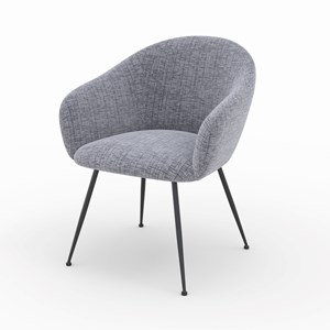 Fauteuil en tissu gris chiné et pieds en métal noir - socky