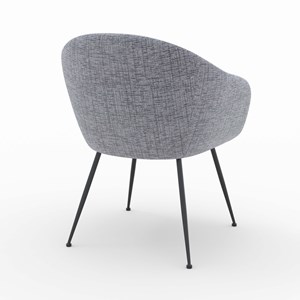 Fauteuil en tissu gris chiné et pieds en métal noir - socky