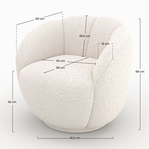 Fauteuil en tissu bouclé blanc - ysé