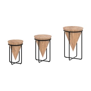 Grande sellette en bois d'accacia et métal d41 cm - mafana