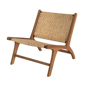Fauteuil en bois de teck et tressage chevron en rotin - kilka