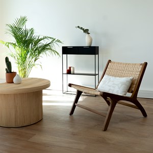 Fauteuil en bois de teck et tressage chevron en rotin - kilka