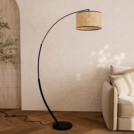 Lampadaire en rotin et métal - aimée