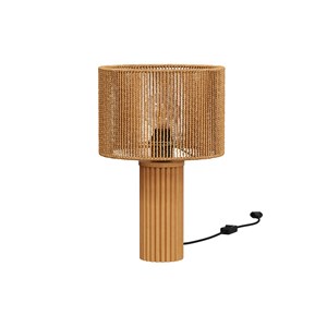 Lampe en papier de corde et socle en rondin de bois - mira