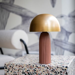 Lampe en métal terracotta et doré - joy