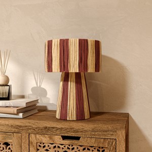 Lampe rayée terracotta en feuille de palmier - soléa