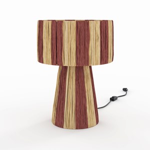 Lampe rayée terracotta en feuille de palmier - soléa