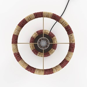 Lampe rayée terracotta en feuille de palmier - soléa