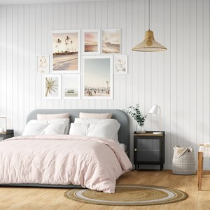 Lit double 140x190 cm avec coffre en tissu gris - tilly