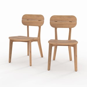 Lot de 2 chaises de jardin en bois de teck recyclé - azia