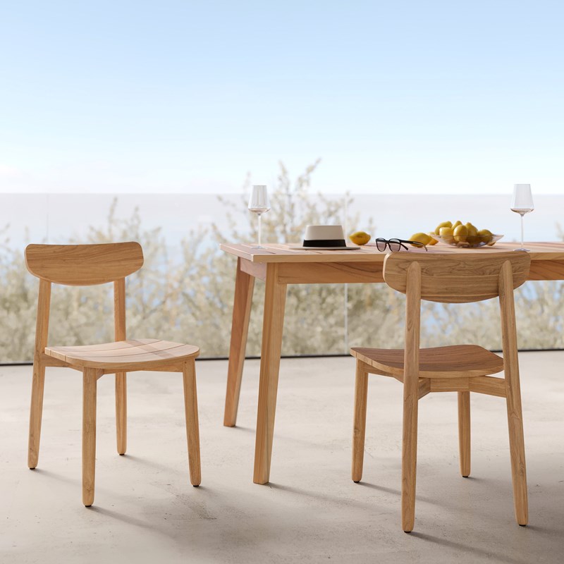 Lot de 2 chaises de jardin en bois de teck recyclé - lufy