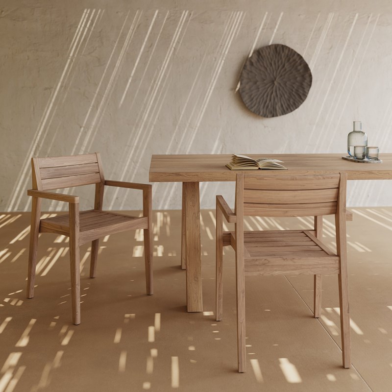 Lot de 2 chaises de jardin en bois de teck recyclé - yogy