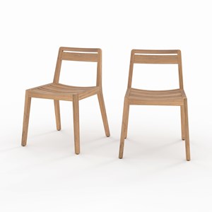 Lot de 2 chaises de jardin en bois de teck recyclé - zao