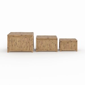 Lot de 3 coffres de jardin en bambou - vadella
