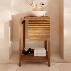 Meuble de salle de bain en bois de teck 50 cm - lucette