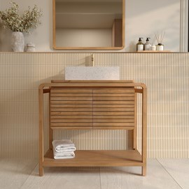 Meuble de salle de bain en bois de teck 90 cm - lucette