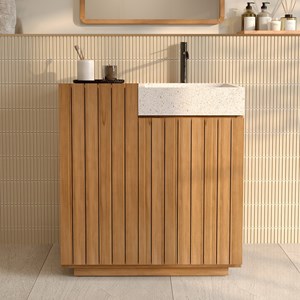Meuble de salle de bain en bois avec vasque intégrée 80 cm - noa