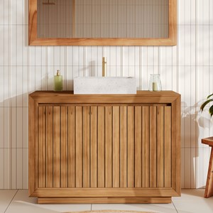 Meuble de salle de bain en bois de teck 110 cm - pernelle