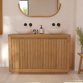 Meuble de salle de bain en bois de teck 120 cm - pernelle