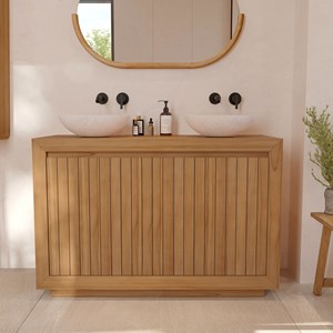Meuble de salle de bain en bois de teck 120 cm - pernelle