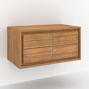 Meuble de salle de bain suspendu en bois de teck 90 cm - hera