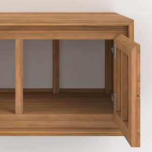 Meuble de salle de bain suspendu en bois de teck 90 cm - hera