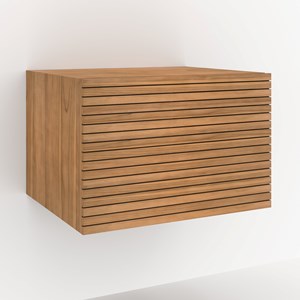 Meuble de salle de bain suspendu en bois de teck 60 cm - raye