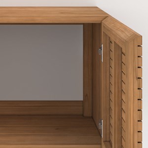 Meuble de salle de bain suspendu en bois de teck 60 cm - raye