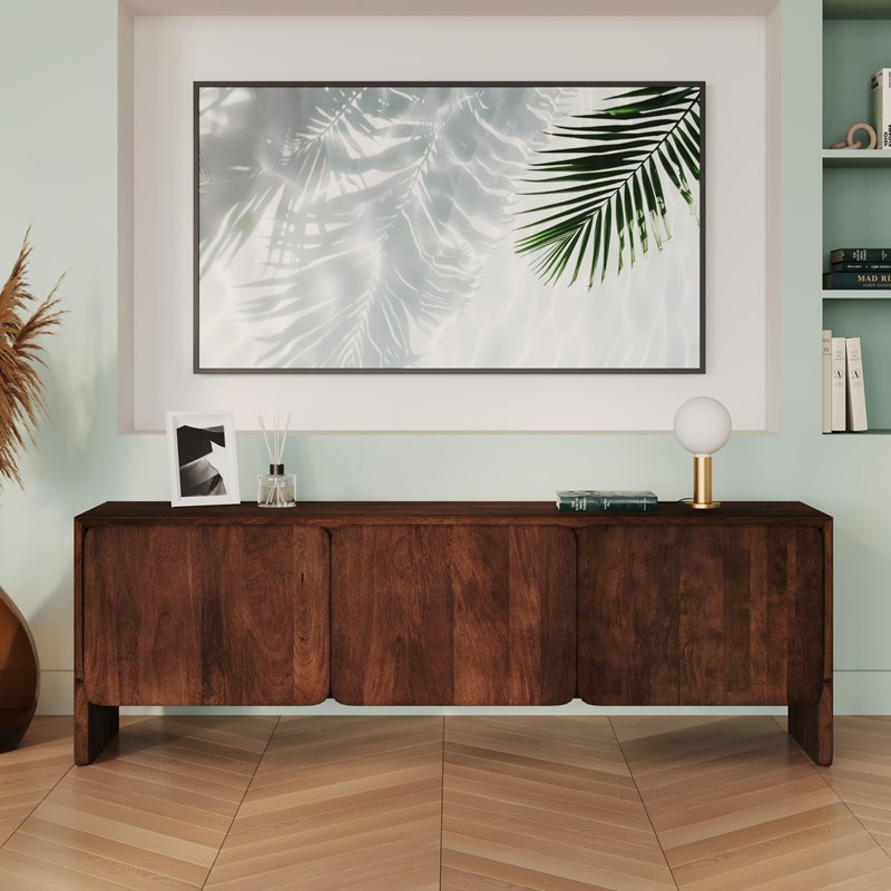 Meuble tv en bois de manguier 3 portes 150 cm - achille