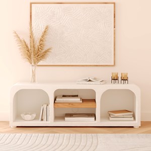 Meuble tv en béton blanc cassé 140 cm - fira