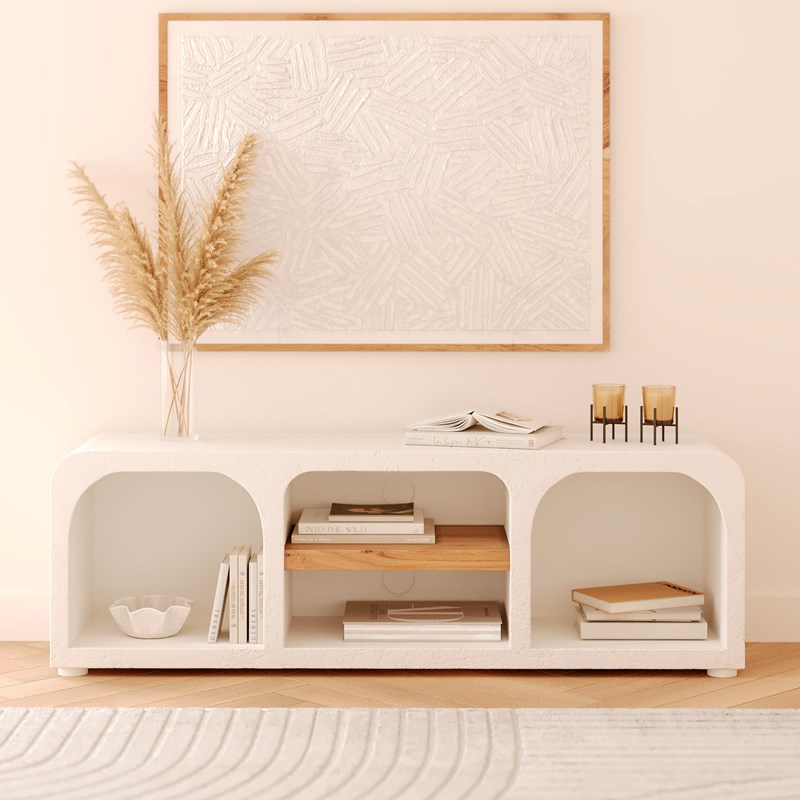 Meuble tv en béton blanc cassé 140 cm - fira