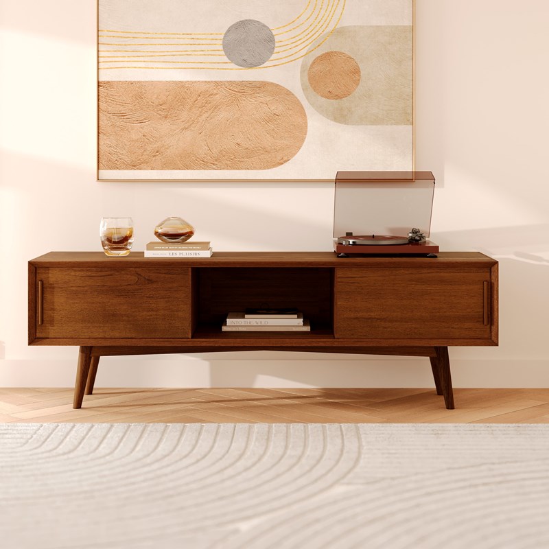 Meuble tv en bois de teck massif 150 cm - waya