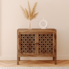 Petit buffet ajouré en bois de manguier - jaya