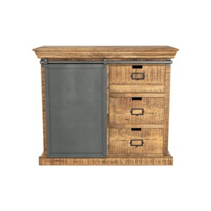 Petit buffet en bois et métal 1 porte 3 tiroirs - tabuk