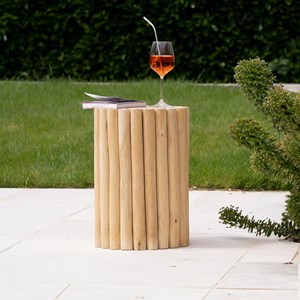Table d'appoint de jardin ronde  en rondins de teck d30 cm - imani