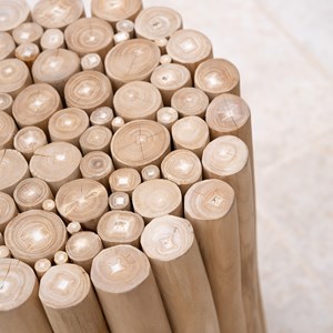 Table d'appoint de jardin ronde  en rondins de teck d30 cm - imani