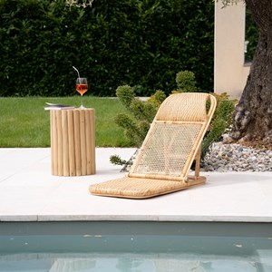 Table d'appoint de jardin ronde  en rondins de teck d30 cm - imani