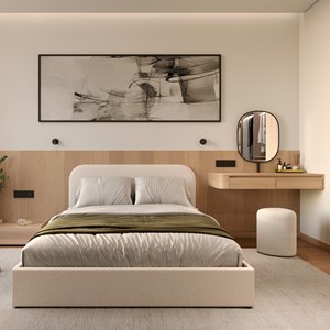 Pouf en tissu bouclé beige - emmy