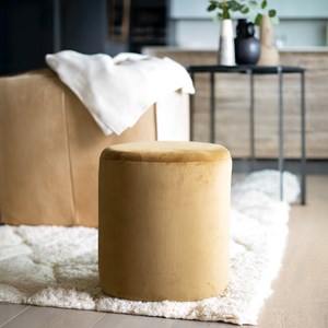 Pouf en velours jaune - emmy