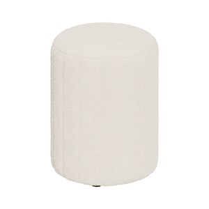 Pouf rond en tissu blanc bouclé - eva