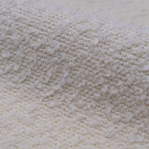 Pouf rond en tissu blanc bouclé - eva