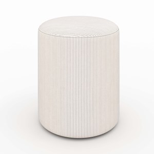 Pouf rond en velours côtelé beige - lily