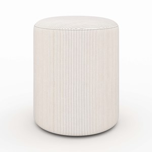 Pouf rond en velours côtelé beige - lily