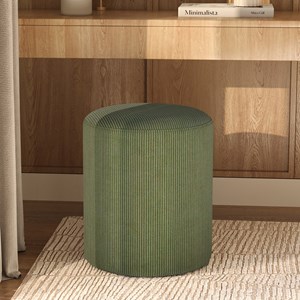 Pouf rond en velours côtelé vert - lily