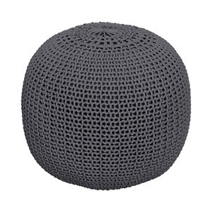 Pouf tricot rond en coton gris foncé  d40 cm - elisa