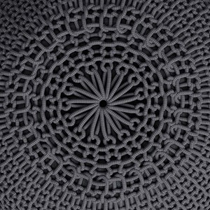 Pouf tricot rond en coton gris foncé  d40 cm - elisa