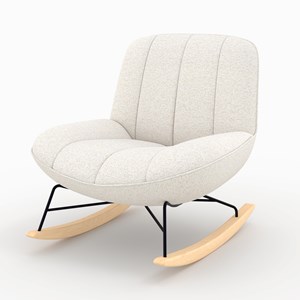 Rocking chair en tissu bouclette blanc cassé - alvin