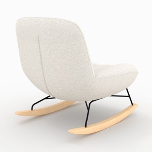 Rocking chair en tissu bouclette blanc cassé - alvin